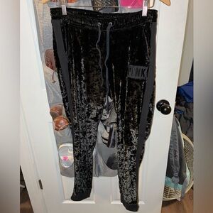 PINK Victoria's Secret Black Velvet/velour Joggers
